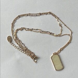 Elegant Time and True Gold Tone Necklace with shell Pendant